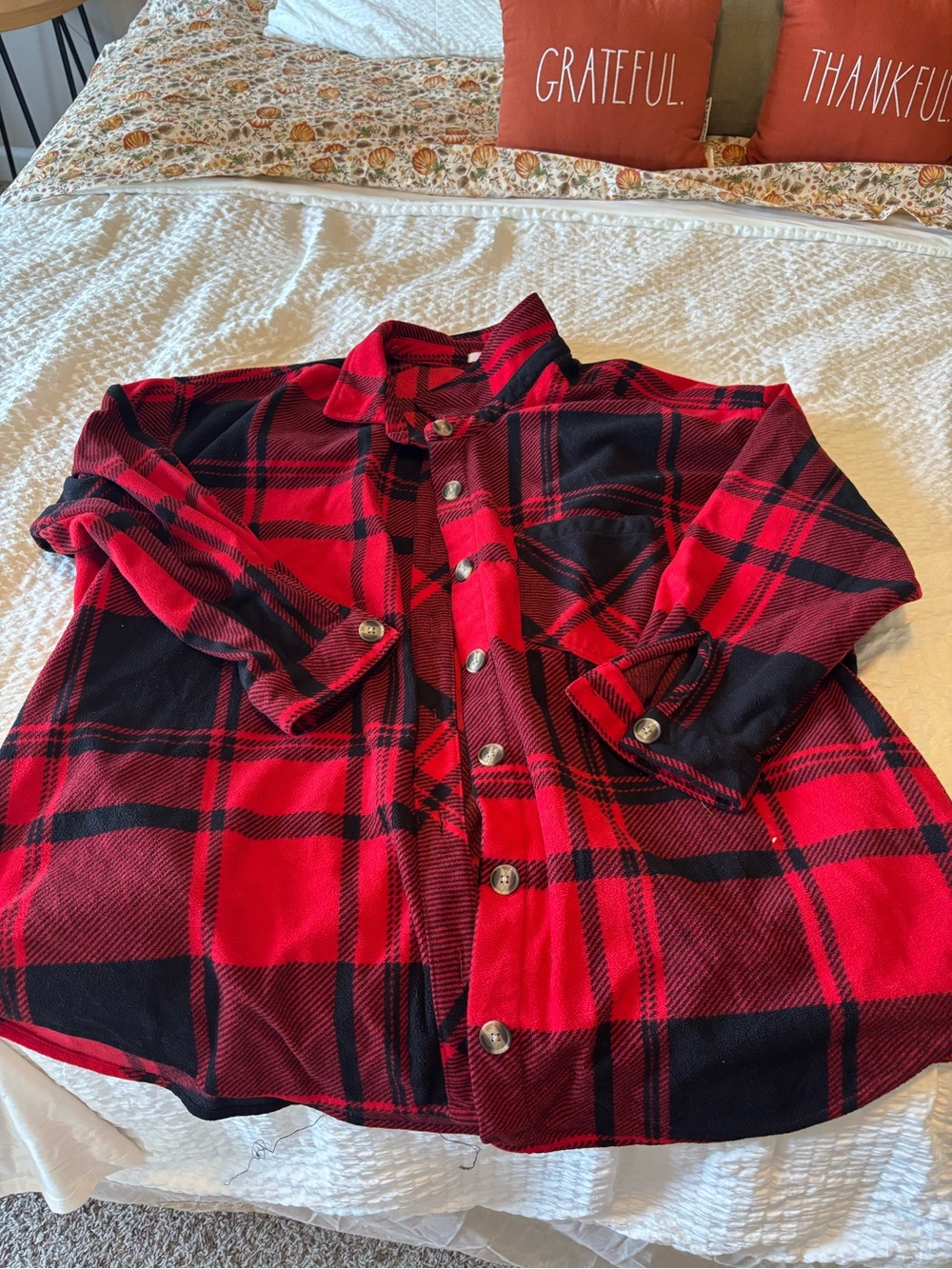 Maurice’s Red & Black Plaid Button-Up Shirt Shaket